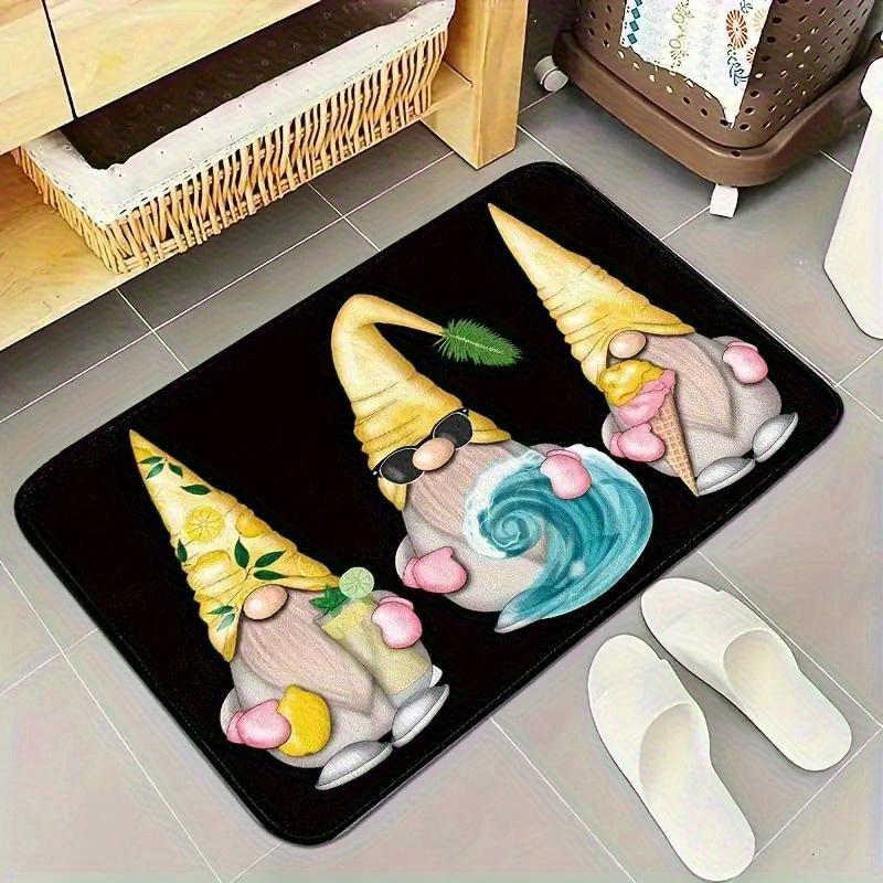 

Cool and Comfortable in Hot Summer Black Background Yellow Dwarf Pattern Carpet, 0.39inch Thick Flannel, Water Absorbent, Non-Sl 40x60cm