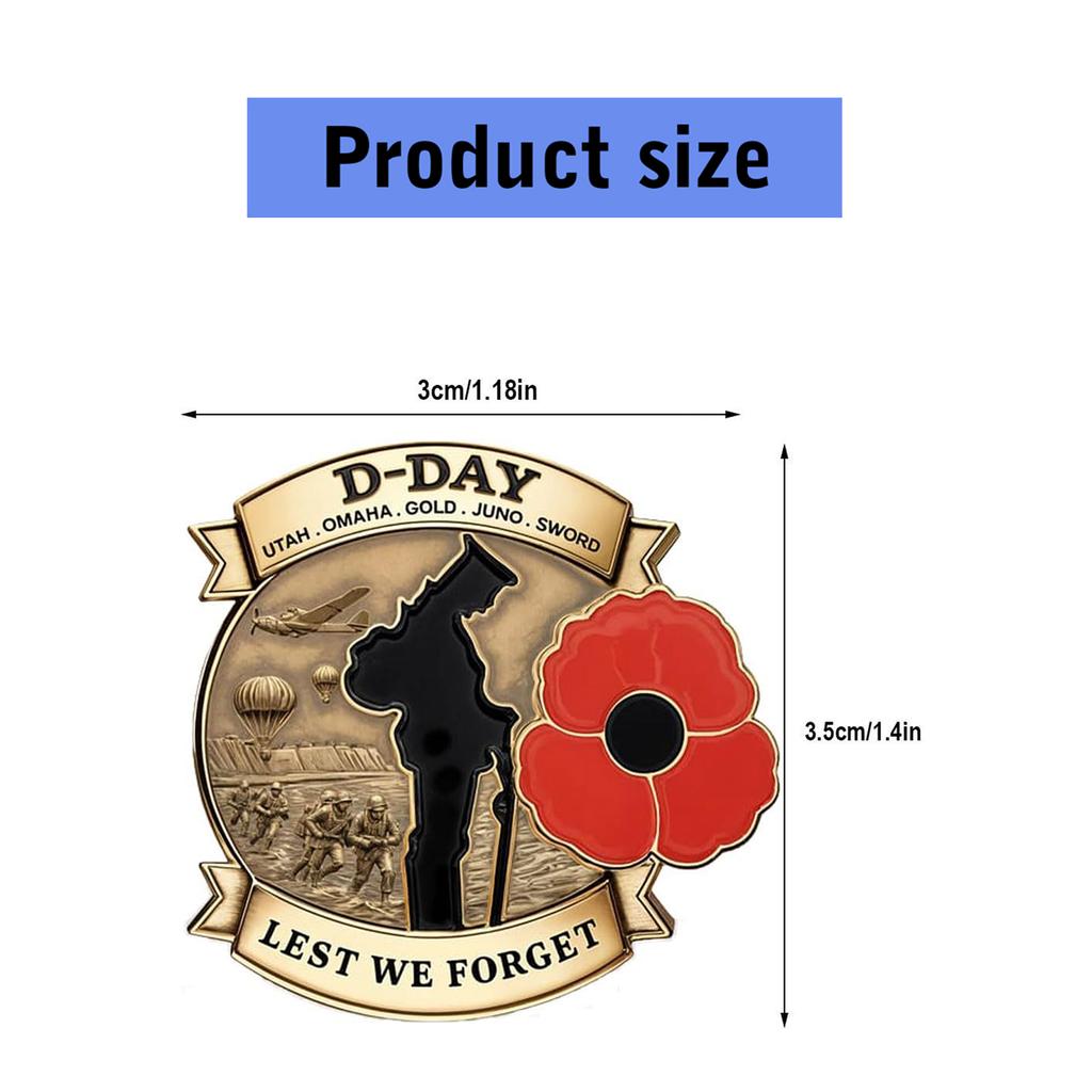 World War 2 Normandie Commemoration 80th Anniversary Metal Pin Enamel Brooch for Veterans Unisex Breastpin Ornament