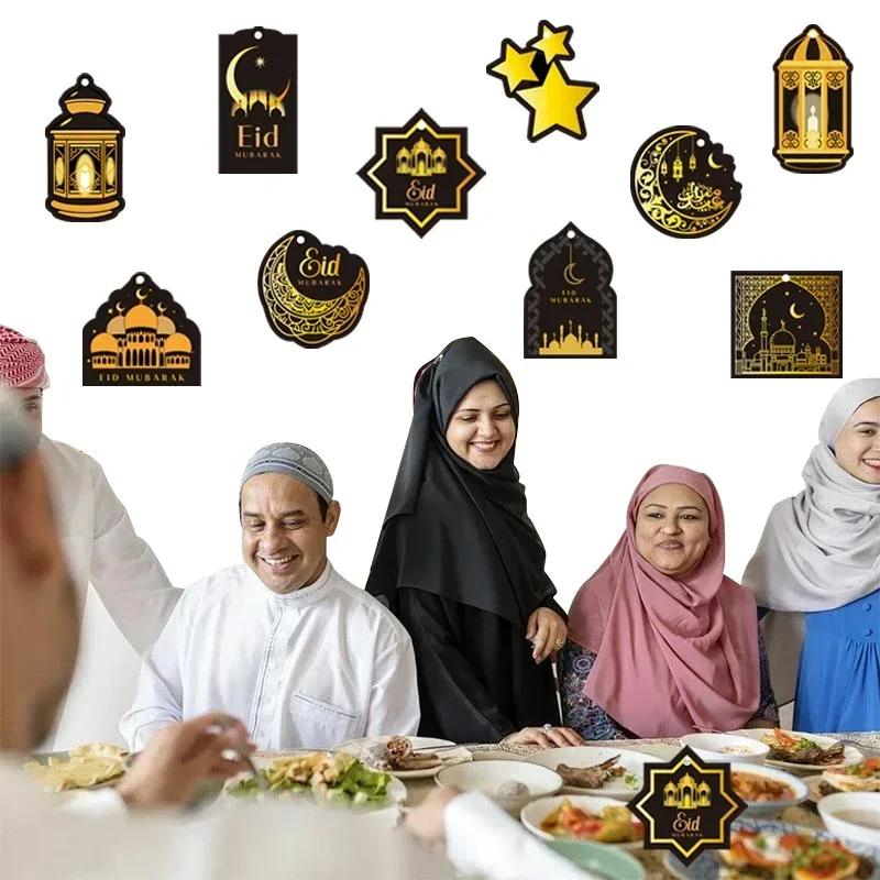 10PCS/Set Ramadan Hanging Decor Moon Stars Castle Ornament Islamic Muslim Home Party Supplies Festival Celebration