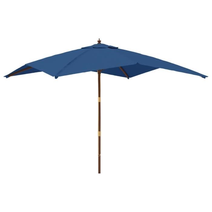VidaXL Parasol de jardin avec mât en bois bleu azuré 300x300x273 cm 363198