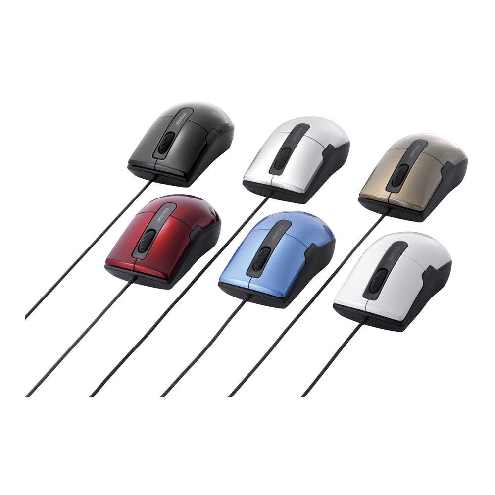 Buffalo BUFFALO Wired BlueLED 3 BSMBU26SMWH Mouse, Quiet, Buttons, Medium, White,