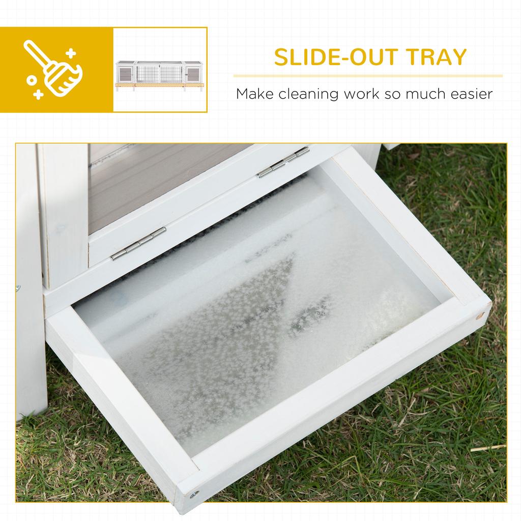 Rabbit Hutch and Run, with Removable Tray - Grey