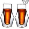 1/2 Stück doppelwandiger Glasbecher mit Hängeohr Espresso-Kaffeebecher, verbrühsicher, für Milch, Brandy, Wein, Teetasse, klares Becher-Set, Trinkgeschirr