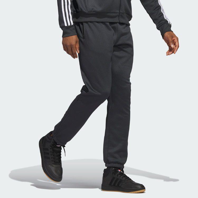 Adidas Knitted Sweatpants Men's Black Moderate Slim Fit Pants IC2415