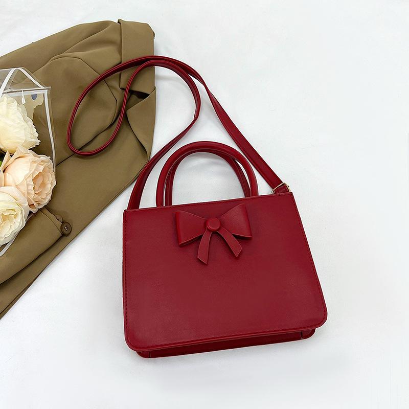 New Fashionable Bow with High Appearance and Fashionable Casual Niche Design Fashionable Small Square Bag Simple Shoulder Bag