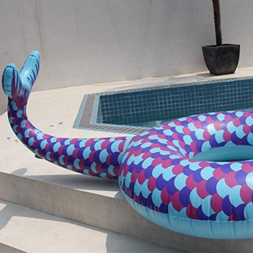 Mermaid Pool Float Tube, Giant Pool Float for Adults, Teenagers and Children, Pool Raft Float Ring for Pool Parties