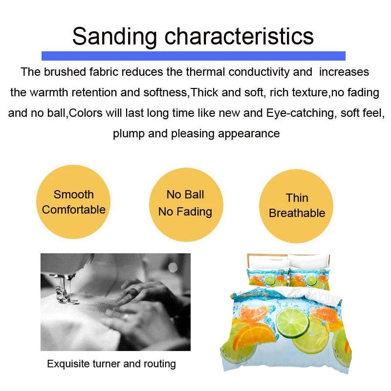 Fruit Duvet Cover Set Queen Size Quilt Covers Double Bed 220x240 3D Single Thin Bedding Set 2PCS 3PCS Pillowcase Full Twin King