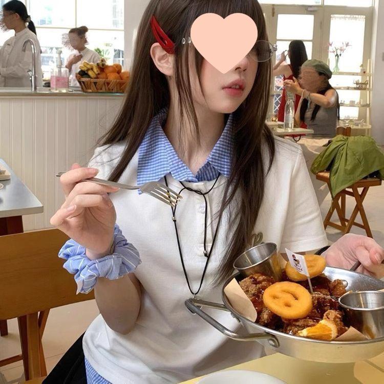 

Женская летняя футболка с цветными блоками, пэчворк, приталенная, с коротким рукавом, в стиле колледжа L 53-58 kg белый