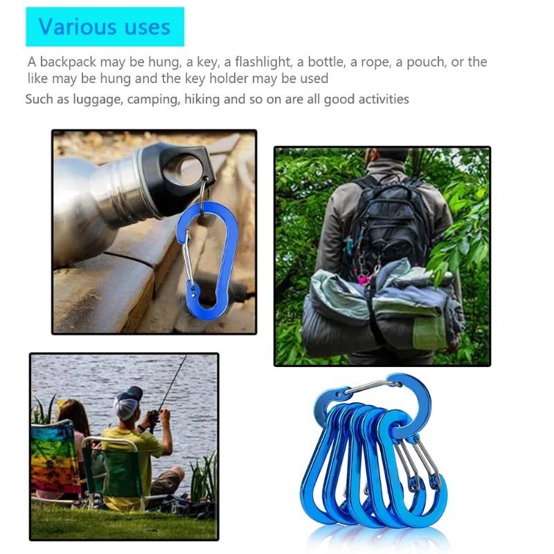 5 stuks Karabijnhaak Aluminiumlegering Sleutelhanger Slot Gesp Snap D-Ring Clip Outdoor Rugzak Kamperen Multitool Vissen Wandelen Haak