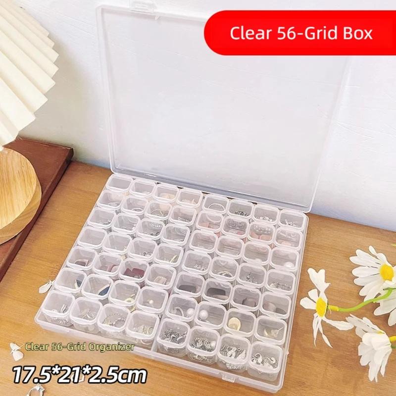Clear Jewelry Storage Box with Lid, Compartment Case for Rings Earrings and Pendants, Vanity Display and Dresser Use