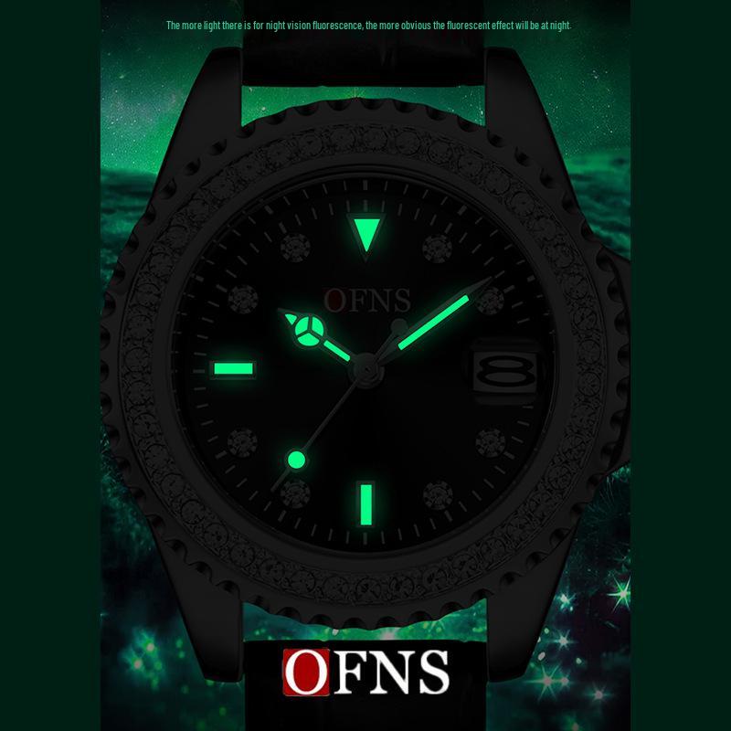 OFNS Women's Casual Luxury Quartz Watch with Calendar and Diamond Accents