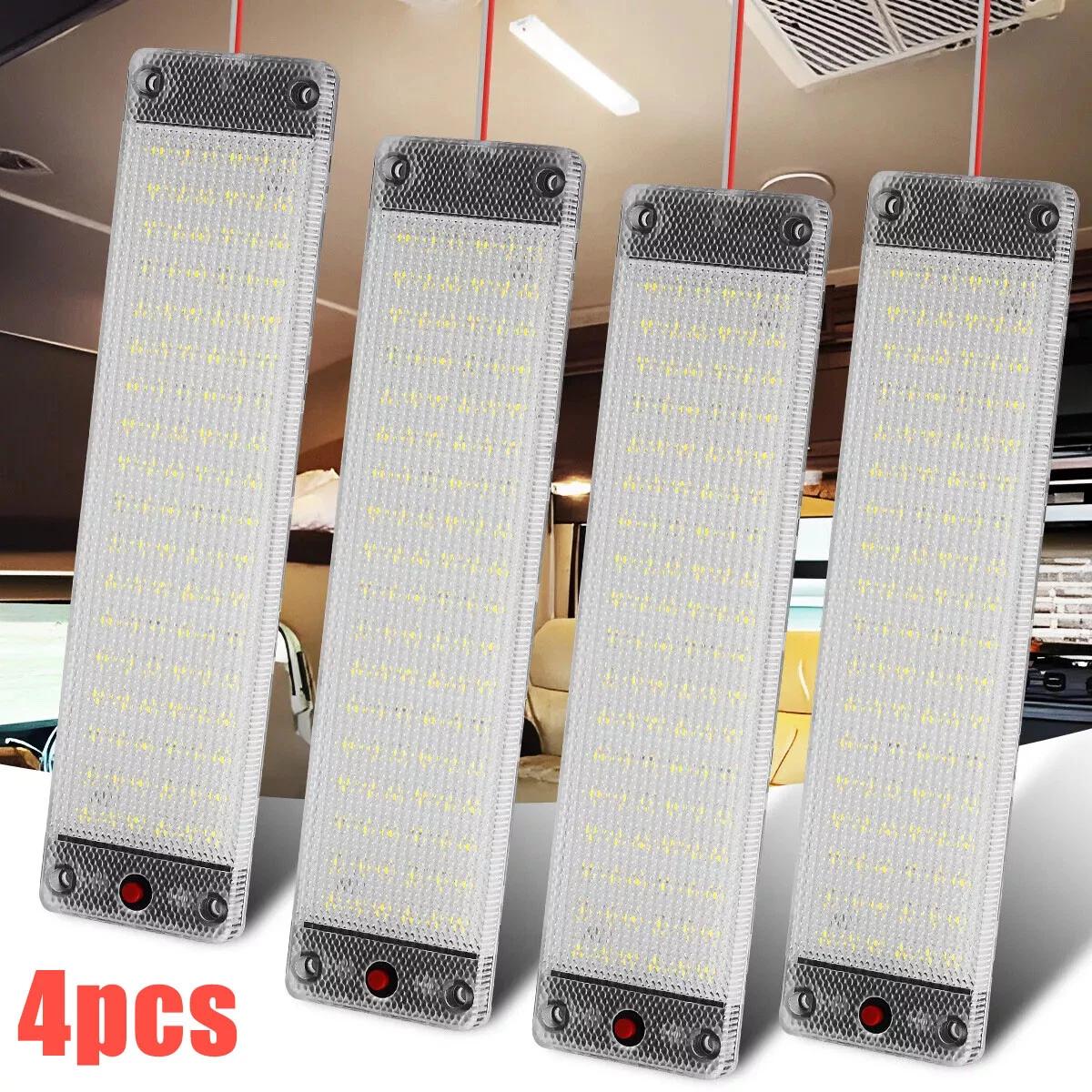 

4PCS 12V LED Car Interior Led Light Ceiling Dome Lights Strip Light With Switch For Van Lorry Truck Camper Caravan Camping Boat белый