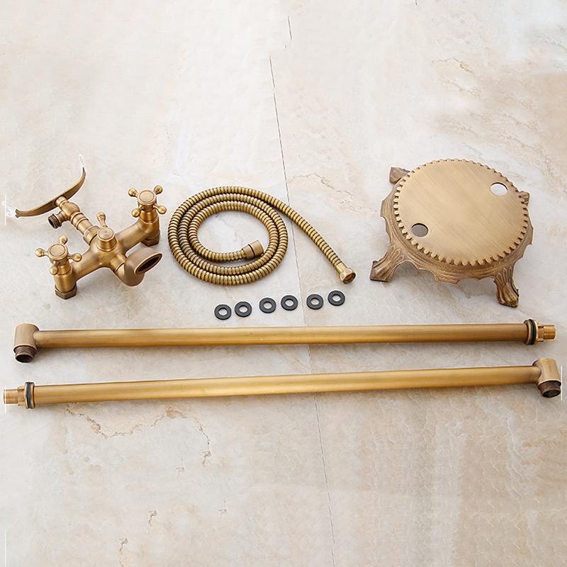 Antique Wall /Floor Mounted Bathtub Shower Faucet Dual Handles Free Standing Swivel Spout Faucet Bathtub Hot Cold Mixer Tap 6050