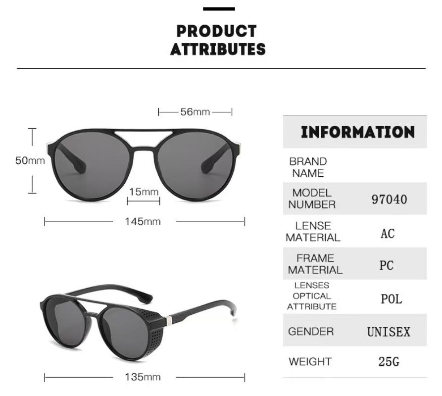 New Steampunk Sunglasses Men Fashion Round Eyewear Brand Designer Vintage Eyeglasses High Quality Shades UV400