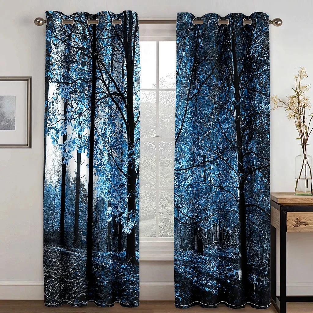 

3D Natural Beach Seaside Balcony Scenery Island Plants Free Shipping Thin 2 Panels Window Curtain for Bedroom Living Room Decor for daily use (50Wx50H)x2(CM)&Rod Pocket