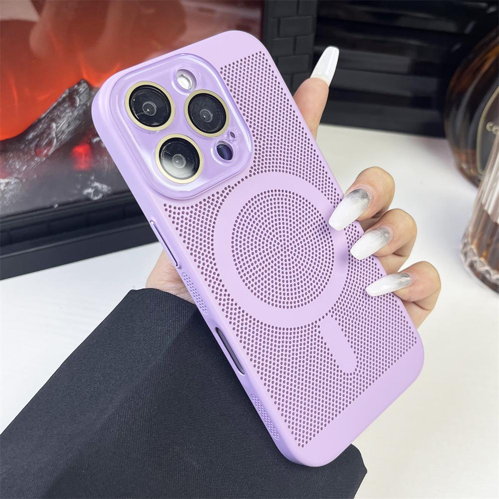 Heat Dissipation Plating PC Magnetic Phone Case For iPhone 16 15 14 13 12 11 Pro Max Luxury For Magsafe Wireless Charging Cover
