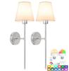 American-Style Wireless RGB Wall Lamp with Remote Control and Fabric Shade for Bedside, Living Room, or Stairwell
