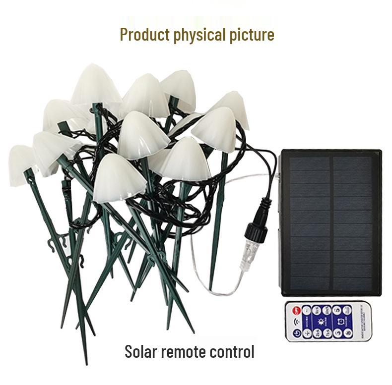 Waterproof Solar Mushroom String Lights for Outdoor Courtyard & Garden Decoration