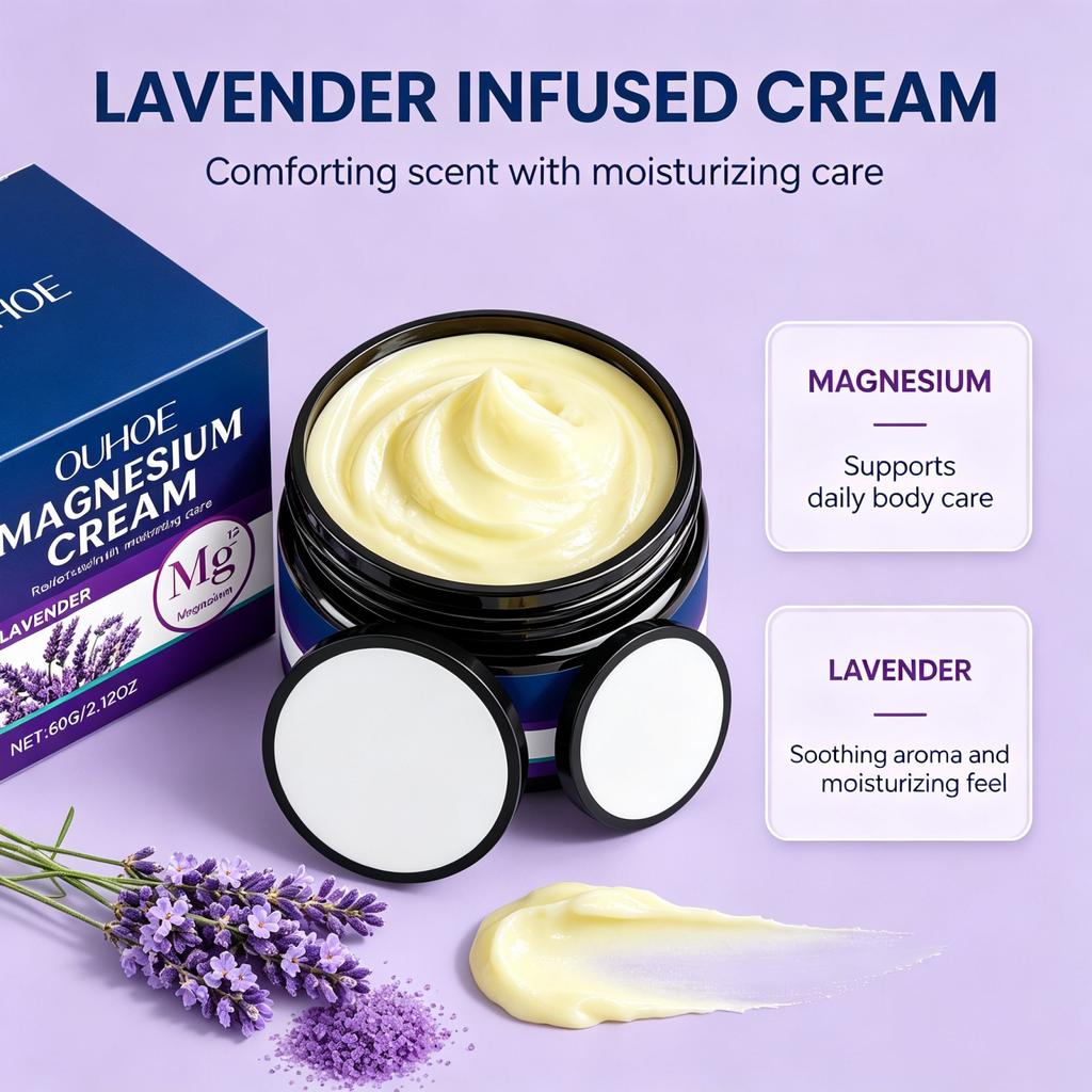 Magnesium Cream 60g Enhance Flexibility Daily Massage for Joint Discomfort Muscle Tension Lavender Oil Gentle Body Skin Care