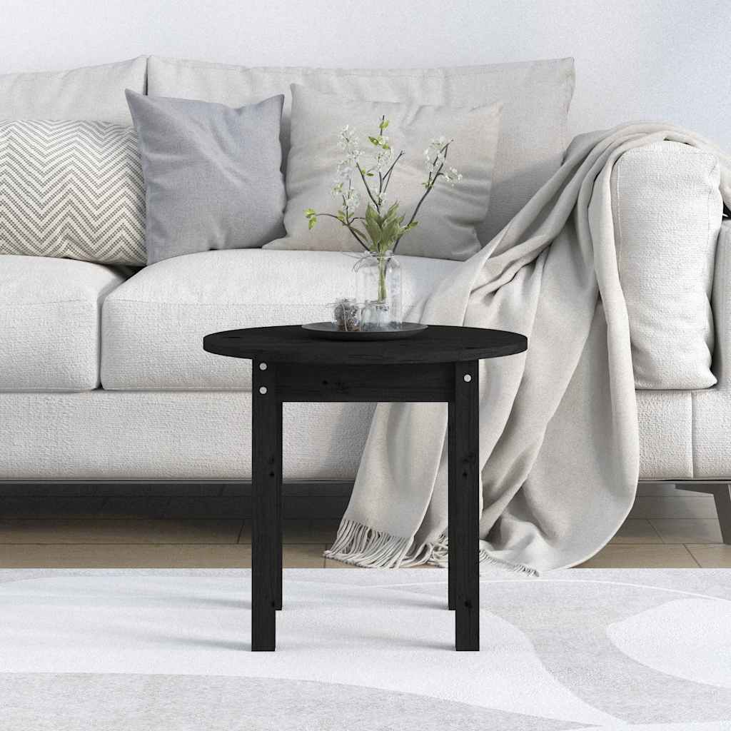 Vidaxl Stolik Kawowy, Czarny, Ø45X40 Cm, Lite Drewno Sosnowe