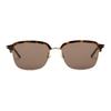 Gucci Temple Letter Logo Rectangular Sunglasses Unisex Couple Brown