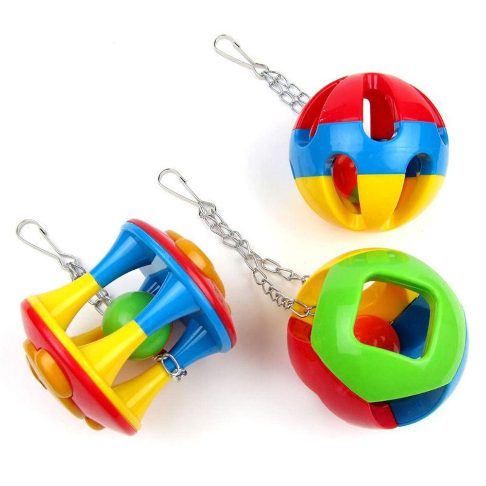 Plastic Parrot Ball Toys Colorful Bird Cage Hanging Toys Parrot Chew Toy  Macaw Finch Parakeet