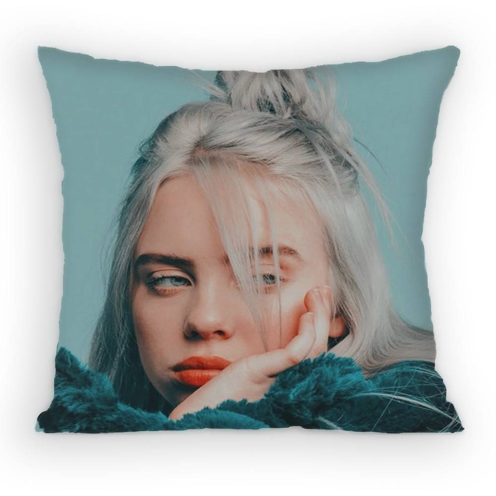 Billie Eilish Blue Pillow Case Sofa Living Room Bedroom Headboard Backrest Cushion Square Cushion Nap Time