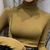 Elegant Threaded Turtleneck Base Shirt Women's Spring Vintage Underwear Thin Slim T-shirt Office Lady Heap Collar Casual Tops 2025 New