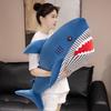 Fluffy Big Size Cute Shark Doll Plush Toy Blue Pink Shark Throw Pillow Shark Sharp Big Teeth Red Mouth Classic Kid Birthday Gift