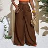 Women's High Color Wide Leg Pants with Elastic Waistband for Casual Everyday Wear
