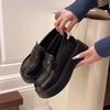 Fashion Hot Selling 2025 New Women's Thick Bottom Loafers Heightening College Shoes Retro British Style Flat Bottom Round Toe Summer