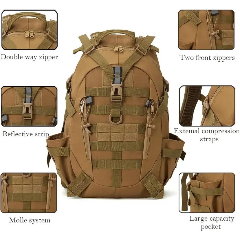 40L Camping Hiking Backpacks Tactical Backpack for Men/women Reflective Outdoor Climbing Rucksack Bag Survival Molle Travel Bags