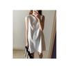 Summer new fashion high-waist sleeveless zipper multicolor basic ladies pocket dress