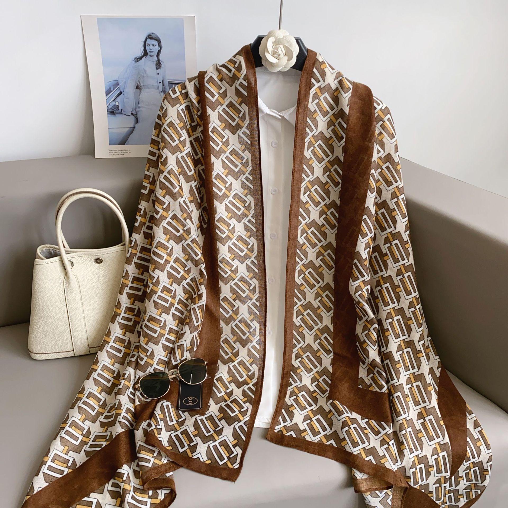 

2024 Four Seasons Универсальный тонкий хлопок и пенька солнцезащитный шелковый шарф шаль двойного назначения внешний кондиционер защита шеи в помещении 180*85