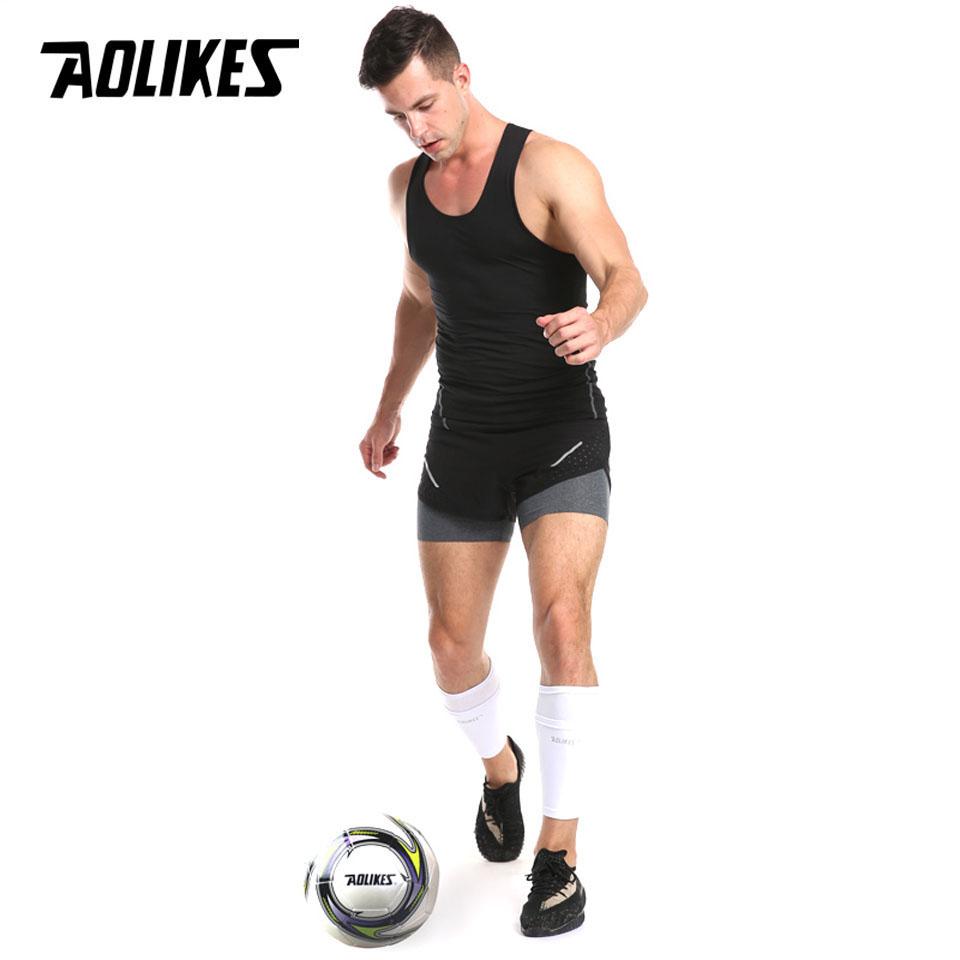 Aolikes 1 Pair Sports Soccer Shin Guard Pad Sleeve Sock Leg Support Football Calf Sleeve Shinguard For Adult Teens Children