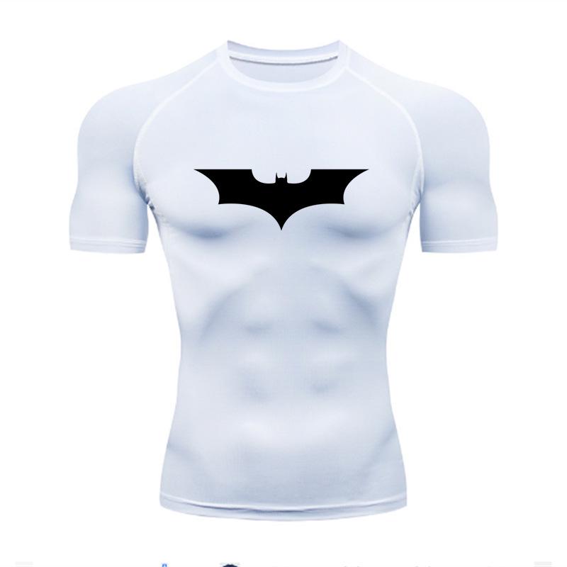 Men's Batman Compression Short Sleeve Sports T-Shirt for Running, Basketball, or Football - Quick Dry, Tight Fit, Round Neck.
