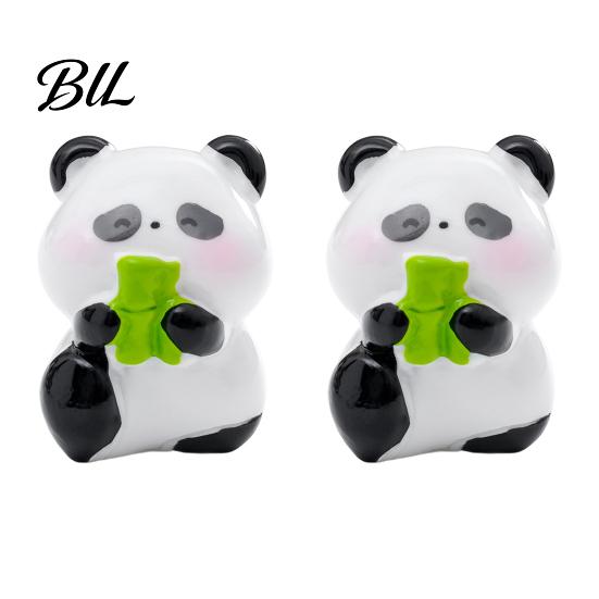 Mini Versatile Figurine 2 Pcs Panda Figurines Cute Resin Statues DIY Miniature Adorable Model Cake Toppers for Fairy Garden Micro Moss Landscape