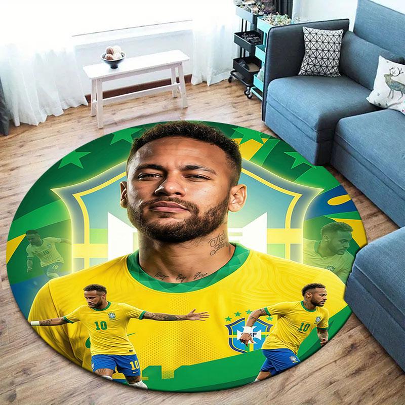 Neymar Round Area Rug,Carpet Rug for Living Room Bedroom Sofa Playroom Decor,Non-slip Floor Mat