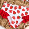 Newborn Baby Girl 2Pieces Swimsuits Set Summer Strawberry Print Beachwear Cute Bathing Suits Toddlers Vest and Shorts Swimwear