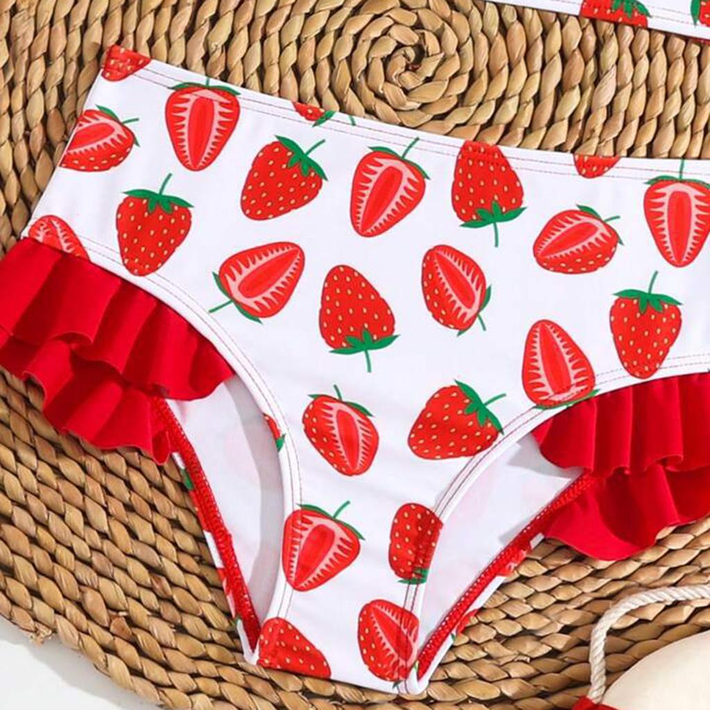 Newborn Baby Girl 2Pieces Swimsuits Set Summer Strawberry Print Beachwear Cute Bathing Suits Toddlers Vest and Shorts Swimwear