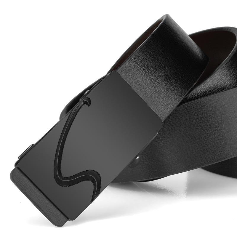 Belt for Men Casual Simple Leather Automatic Buckle Belt S Business Personality Youth Trousers