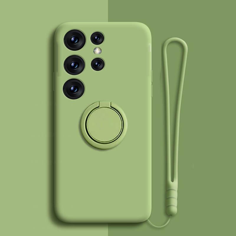 

Чехол из жидкого силикона для телефона Samsung Galaxy S21 S20 FE S23 S22 Plus Note 20 Ultra 5G, чехол с магнитным кольцом-держателем и ремешком Galaxy S21