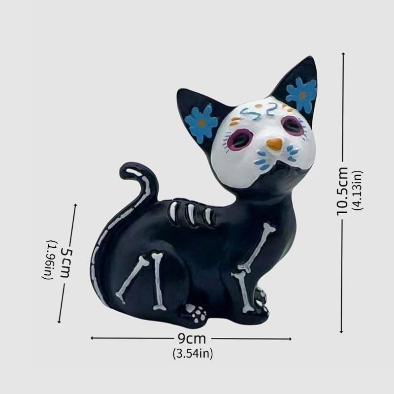Halloweens Dog and Cats Resin Figurine Sturdy Decoration for Home Office Shelf Display