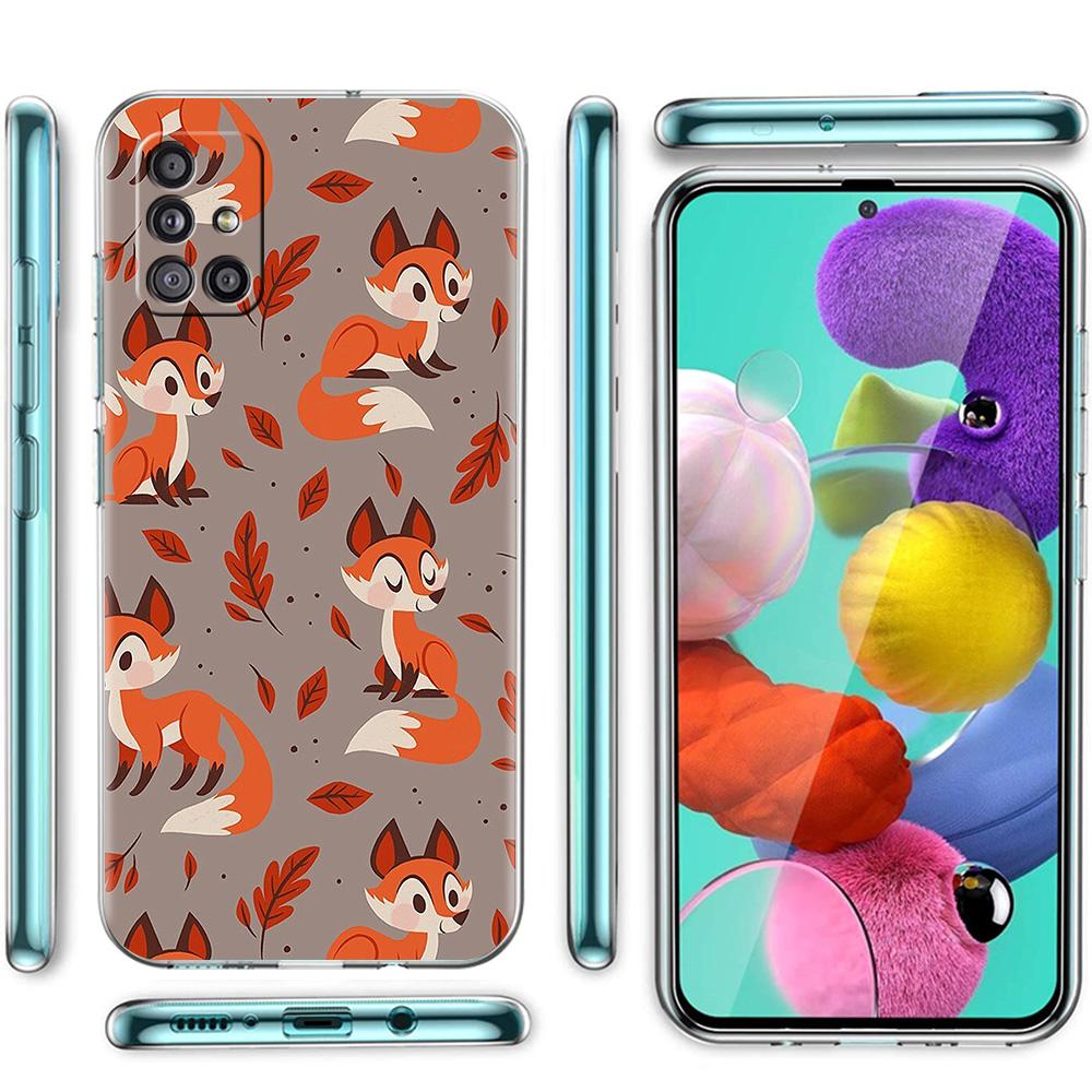 Cute cartoon animal fox Phone Case For Samsung Galaxy A51 A71 A21S A12 A11 A31 A41 A52 A32 5G A72 A01 A50 A70 Soft Clear Cover