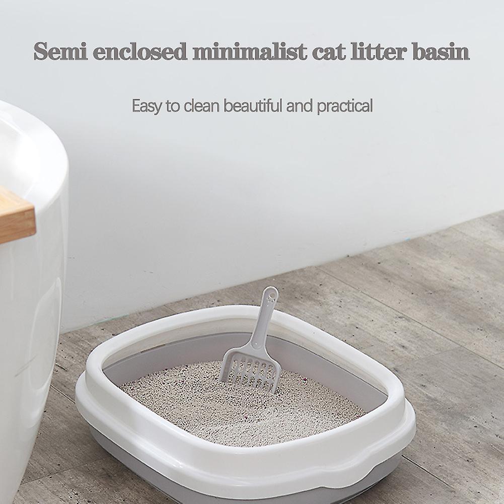 Semi-Enclosed Open Top Litter Box Anti-Splashing High-sided Litter Box Detachable Cat Litters Plate
