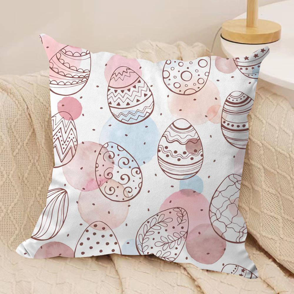 Easter Rabbit girl cute Cushion Cover Silky Short Plush Invisible Zipper Dustproof Sofa Pillow Case for Home Decor