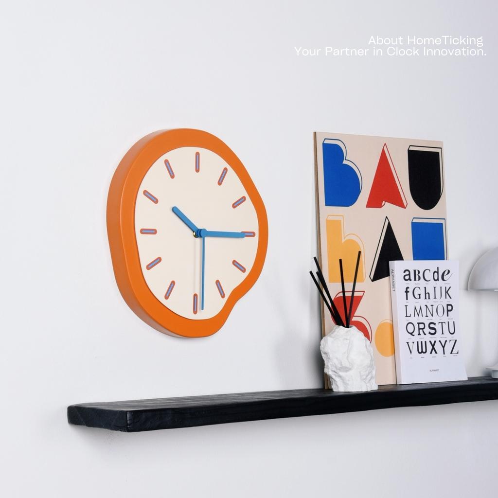 Modern Simple Orange Home Fashion Wall Clock High-end Design Decoration Living Room White Wall New Clock