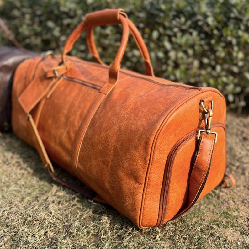 Christmas Day Bags Leather Duffle Bag for Him Leather Weekender Bag Men Leather Duffel Travel Bags Gym Personalized Duffle Holdall Boyfriend