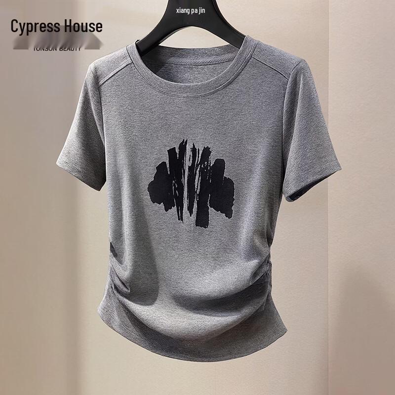 Women s Slim Fit Printed Round Neck T-shirt L светло-серый