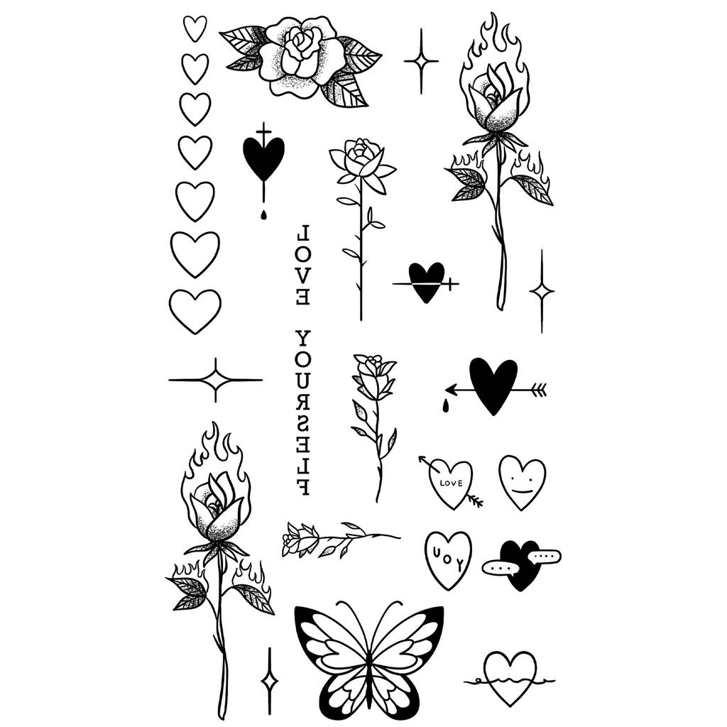 Y2K Sexy Butterfly English Cross Finger Waist Belly Tattoo Sticker Holiday Party Decoration Sticker